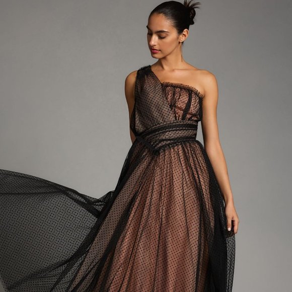 Brand New Gorgeous By Anthropologie Tulle Dot Maxi Dress - Picture 3 of 14